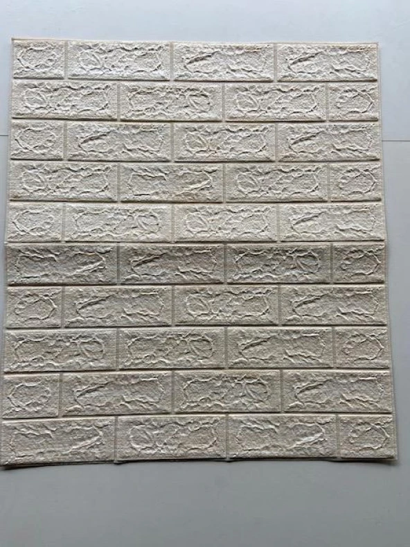 Renkli Duvarlar Çizgili Krem Yapışkanlı Dekoratif 3D Duvar Paneli NW96 4 ADET ürün görseli 1