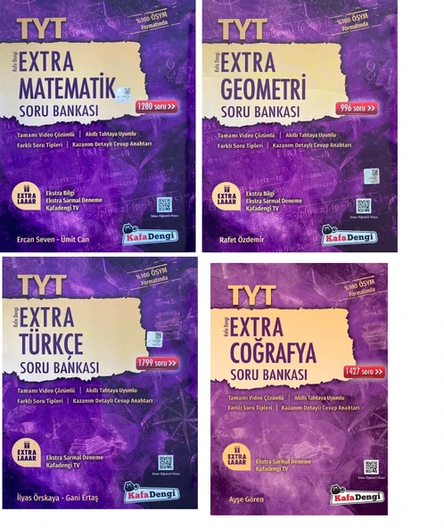 Kafadengi 2025 Tyt Matematik + Geometri + Türkçe + Coğrafya Extra Soru Seti 4 Kitap ürün görseli 1