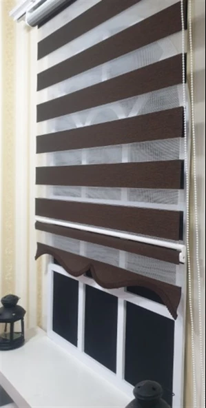 StorBurada Zebra Stor Perde Koyu Kahve Etek Dilimli ST 034  Kahverengi 190 x 200 ürün görseli 1
