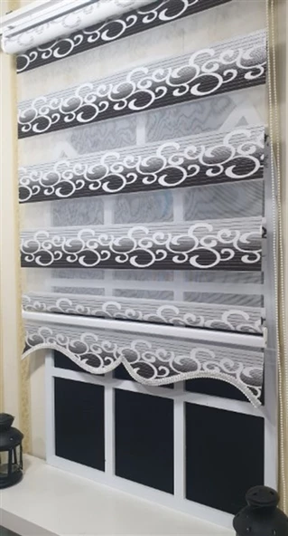 StorBurada Zebra Stor Perde Kahverengi Beyaz Gümüş Simli Renk Geçişli Etek Dilimli ST 039  Kahverengi 100 x 200 ürün görseli 1