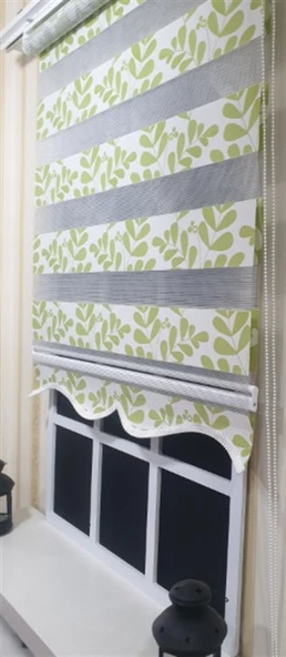 Zebra Stor Perde Yeşil Beyaz Etek Dilimli ST 032  Yeşil 30 x 200 ürün görseli 1