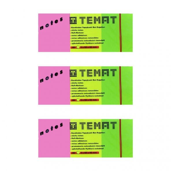 Temat 3x50x40 mm Not Kağıdı Karışık Renk 3LÜ ürün görseli 1