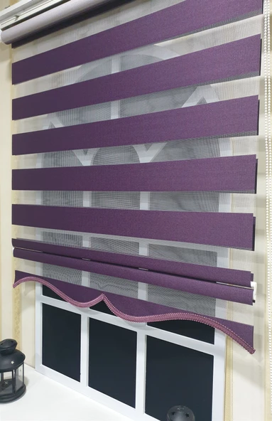 StorBurada Zebra Stor Perde Mor Etek Dilimli  STB 400 V18  Mor 160 x 200 ürün görseli 1