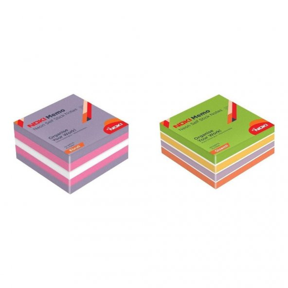 Noki Memo Neon Yapışkanlı Küp Blok 75 x 75 mm 2li Ebruli-Gizemli ürün görseli 1
