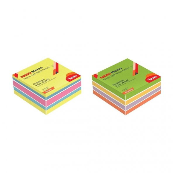 Noki Memo Neon Yapışkanlı Küp Blok 75 x 75 mm 2li Havai-Gizemli ürün görseli 1