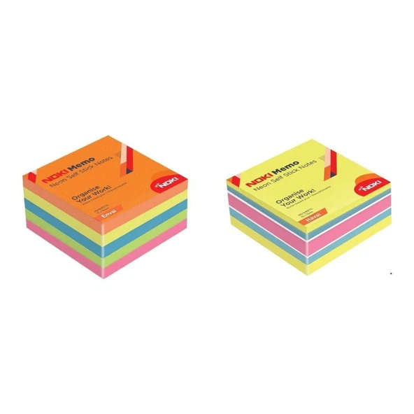 Noki Memo Neon Yapışkanlı Küp Blok 75 x 75 mm 2'li Envai-Havai ürün görseli 1