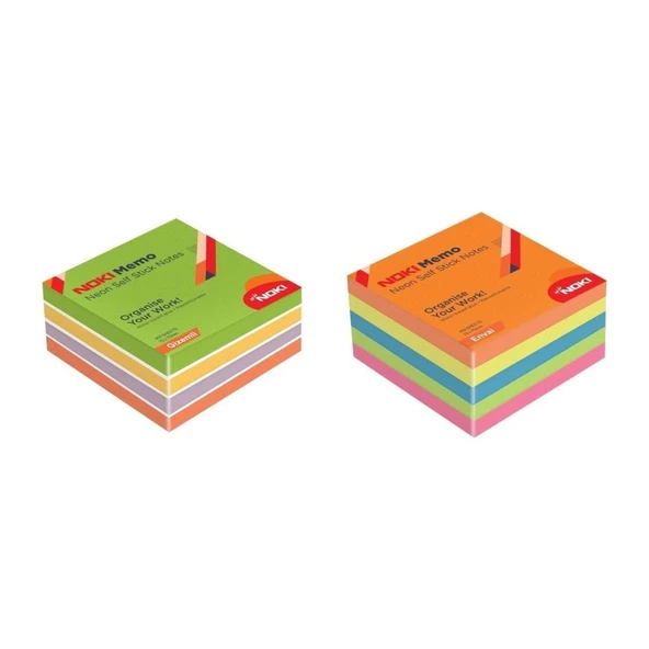 Noki Memo Neon Yapışkanlı Küp Blok 75 x 75 mm 2'li Envai-Gizemli ürün görseli 1