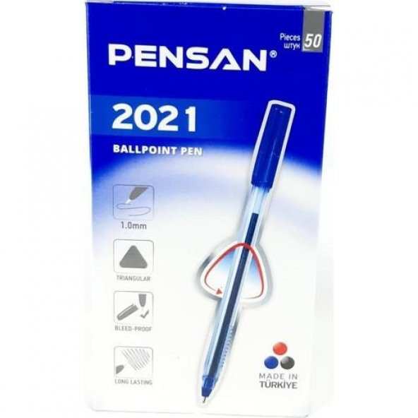 Pensan Tükenmez Kalem Üçgen 50 Li 1.0 mm Mavi ürün görseli 1