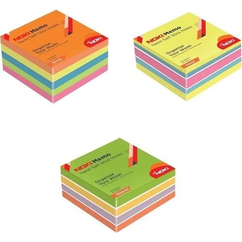 Noki Memo Neon Yapışkanlı Küp Blok 75 x 75 mm 3'lü Gizemli-Havai-Envai ürün görseli 1
