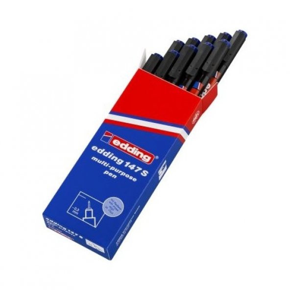 Edding (E-147S) Asetat Kalemı-Sılgılı Mavi 10 Lu - Resim 2