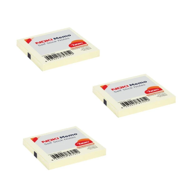 Noki Memo 75 x 75mm Yapışkanlı Not Kağıdı 100 Yaprak Sarı 3 Adet ürün görseli 1