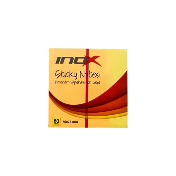 İnox 75X75 Yapışkanlı Not Kağıdı Fosforlu Turuncu 80 Yp. ürün görseli 1