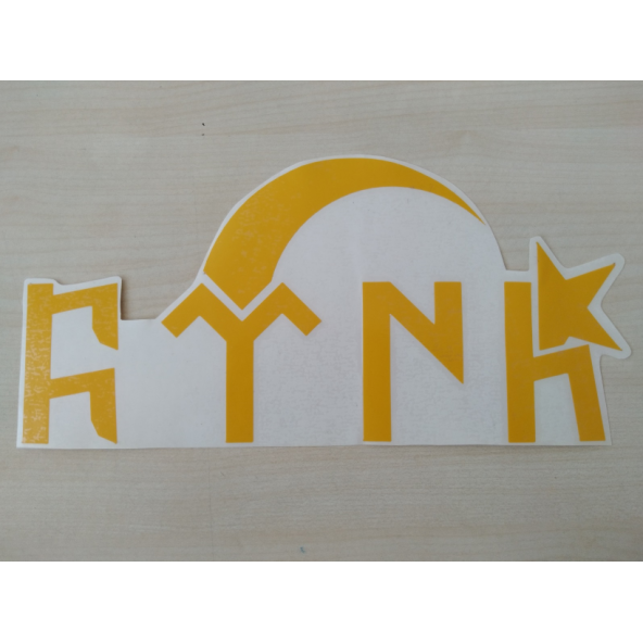 GÖKTÜRKÇE TÜRK STİCKER Sarı 26,5x12,5cm TÜRK YAZISI - TÜRK ETİKETİ - TÜRK ÇIKARTMASI ürün görseli 1
