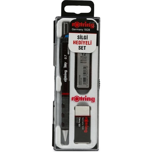Rotring Tikky Okul Seti 0.7 mm Bordo Versatil Kalem + Silgi + Uç ürün görseli 1