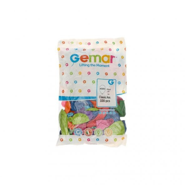 Gemar G90 Balon 100LÜ Karışık Renk ürün görseli 1