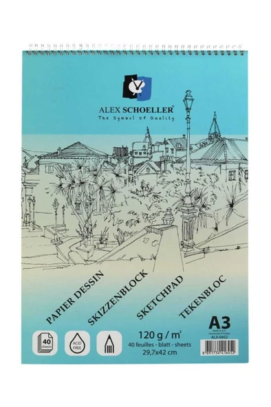 Alex Schoeller A3 120 Gr. 40 Yp. Spiralli Eskiz Defteri ALX-0452 ürün görseli 1