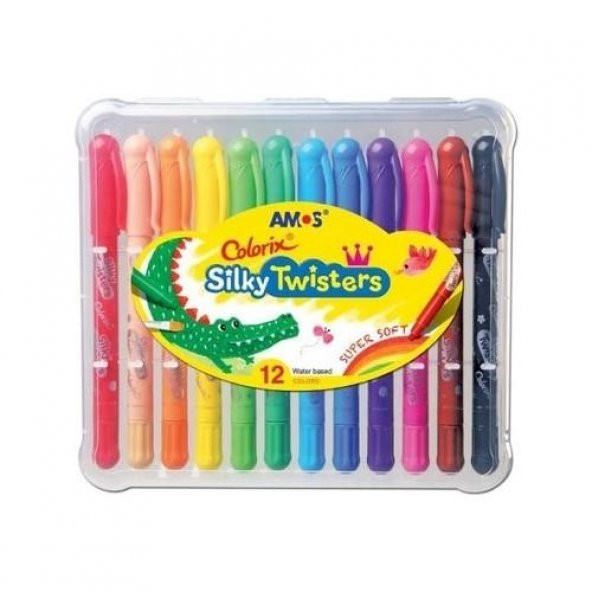 Amos Silky Twisters Üçü Bir Arada Jel Tipi Mum Boya 12 Renk ürün görseli 1