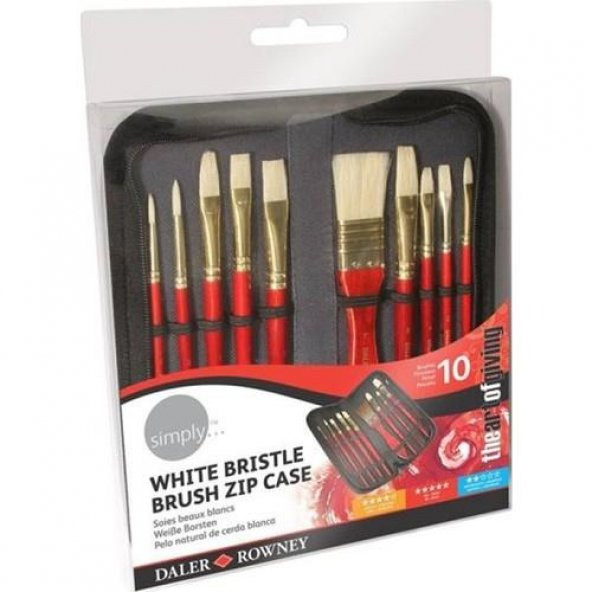 Daler Rowney Simply White Bristle Yağlı Boya Fırça Seti Çantalı 10lu ürün görseli 1