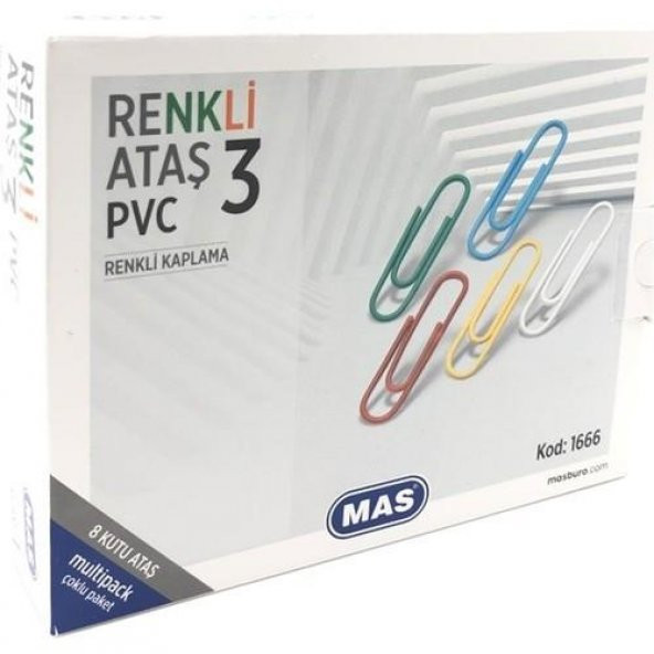 Mas 1666 Renkli Ataş 28mm Pvc Kaplı 8li ürün görseli 1