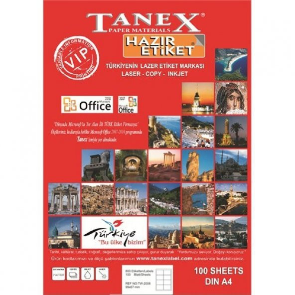 Tanex TW-2160 60 mm Laser Etiket 100 Ad. ürün görseli 1