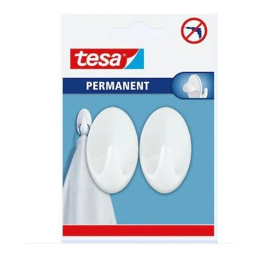 Tesa 66603 Kendinden Yapışkanlı Oval Plastik Beyaz Askı 2'li Paket ürün görseli 1