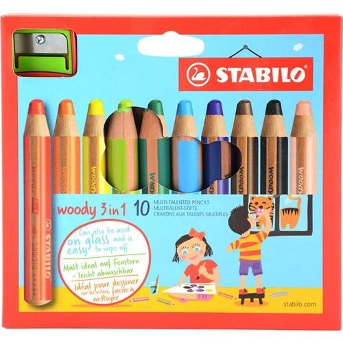 Stabilo Woody Kuru boya 3in1 6 Renk + Kalemtraş ürün görseli 1