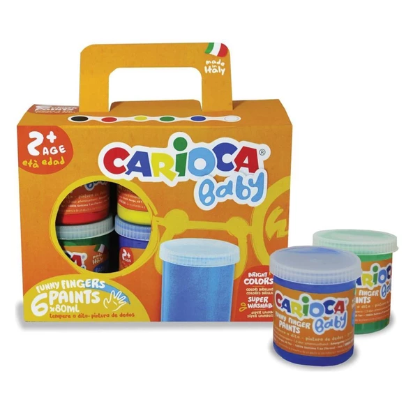 Carioca Yıkanabilir Parmak Boyası 6 Renk x 80 gr ürün görseli 1
