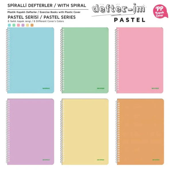 MOPAK 96 YP. NEON SERİSİ SPİRALLİ PP KAPAK DEFTER ÇİZGİLİ ürün görseli 1