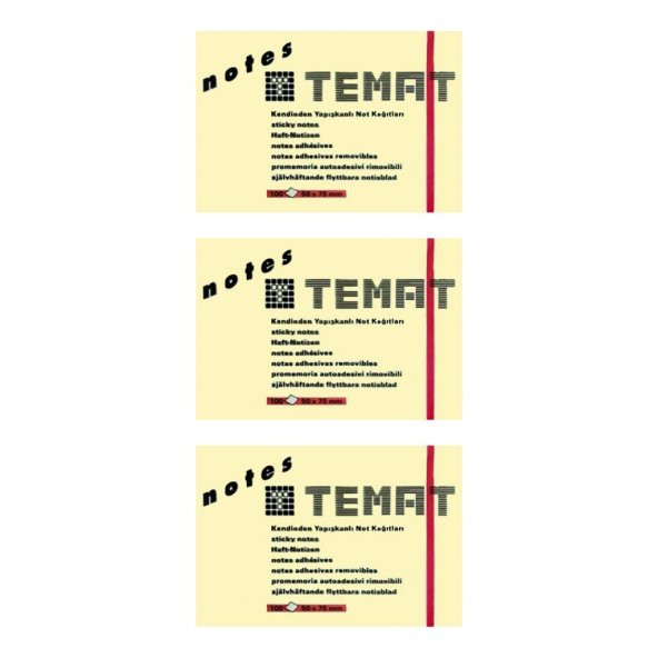 Temat Yapışkanlı Not Kağıdı 50X75Mm Pastel Sarı 3LÜ ürün görseli 1