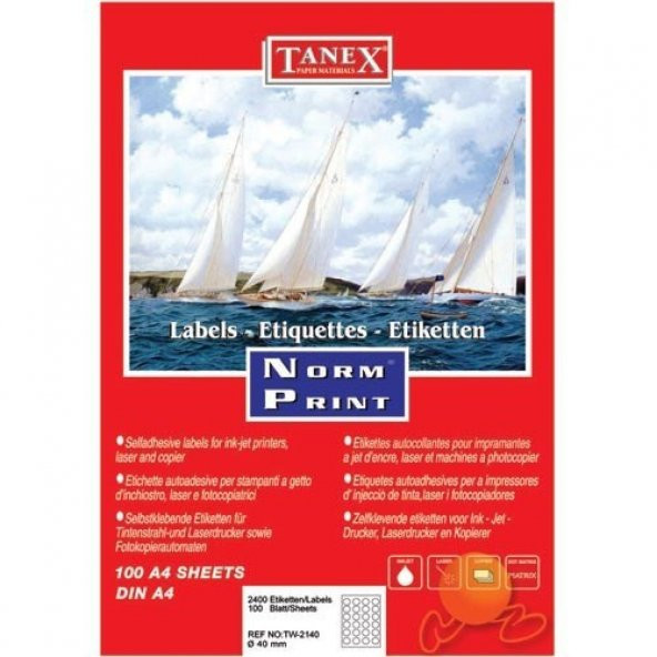 Tanex TW-2140 40 mm Laser Etiket 100 Ad. ürün görseli 1