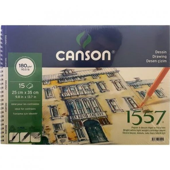 Canson 25x35 1557 Resim ve Çizim Blok 180 Gr. 15 Yp. ürün görseli 1