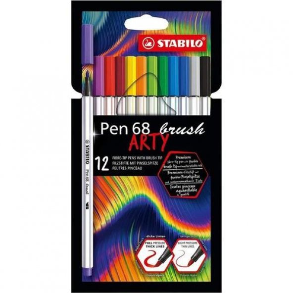 Stabilo Pen 68 Brush Arty Fırça Uçlu Keçeli Kalem Seti 12li ürün görseli 1