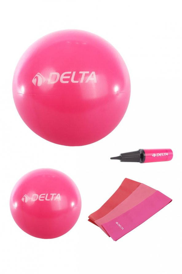 Delta 65 cm-25 cm Pilates Topu 3lü Pilates Bandı Egzersiz Direnç Lastiği Pilates Topu Pompası Seti ürün görseli 1