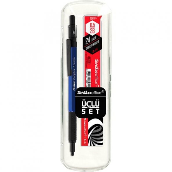 Scrikss Graph-X Metal Versatil Kalem 0.5 Mm Mavi 3lü Set ürün görseli 1