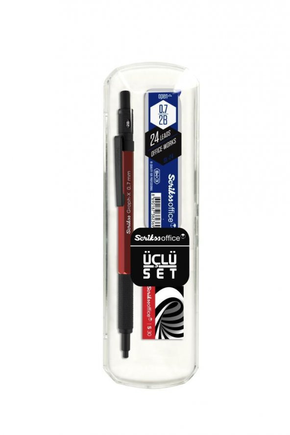 Scrikss Graph-X Metal Versatil Kalem 0.7 Mm Kırmızı 3lü Set ürün görseli 1