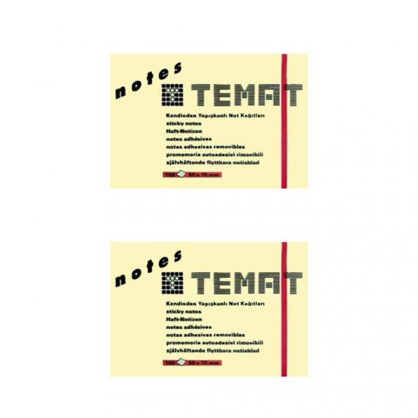 Temat Yapışkanlı Not Kağıdı 50X75Mm Pastel Sarı 2Lİ ürün görseli 1