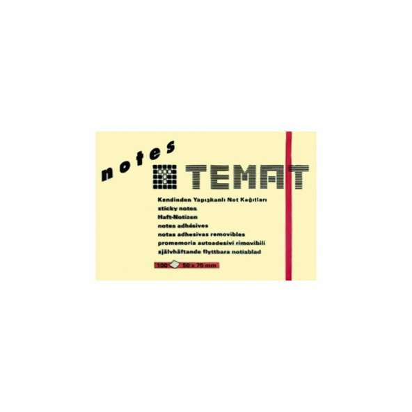 Temat Yapışkanlı Not Kağıdı 50X75Mm Pastel Sarı ürün görseli 1