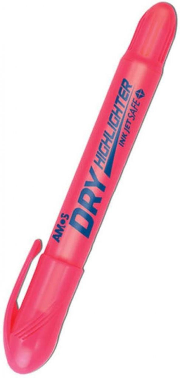 Amos Dry Highlighter Fosforlu Kalem Pembe 12’Li ürün görseli 1