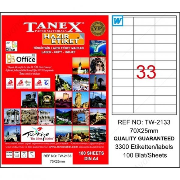 Tanex Tw-2133 70 Mm X 25 Mm 100 Sayfa Lazer ürün görseli 1