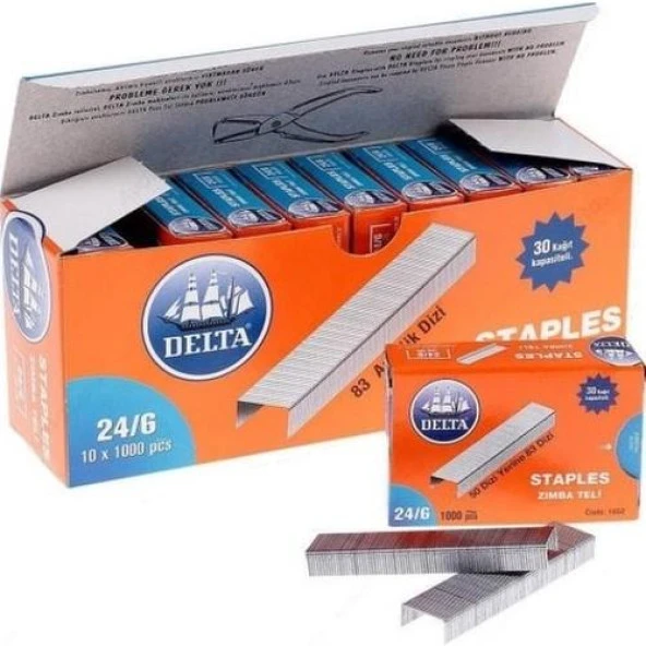 Delta Zımba Teli Beyaz 24/6 1000'li x 10 ürün görseli 1