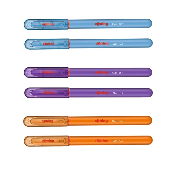 Rotring Jel Mürekkepli Tükenmez Kalem Turuncu Mor A.Mavi 6'lı ürün görseli 1