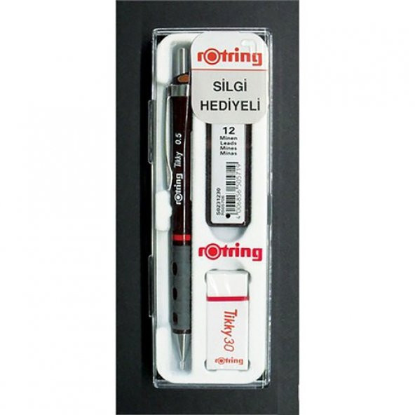 Rotring Tikky Okul Seti 0.5 mm Bordo Versatil Kalem + Silgi + Uç ürün görseli 1