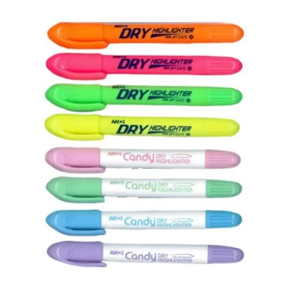 Amos Dry Highlighter Jel Fosforlu Kalem 8 Renk ürün görseli 1