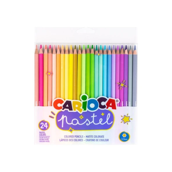 Carioca 43310 Şeffaf Kutu Pastel Renkler Kuruboya 24'lü ürün görseli 1