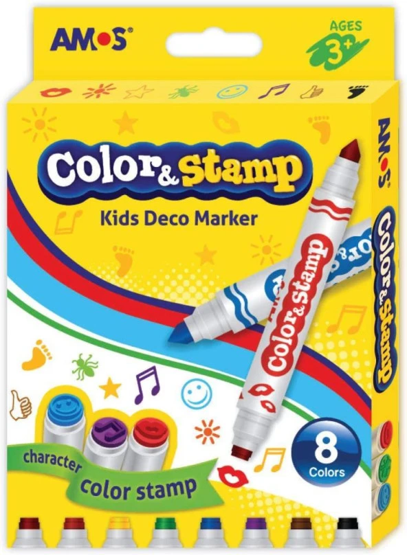 Amos Color&Stamp Çift Taraflı Keçeli Baskı Kalemi ürün görseli 1