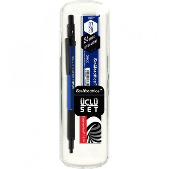Scrikss Graph-X Metal Versatil Kalem 0.7 Mm Mavi 3lü Set ürün görseli 1