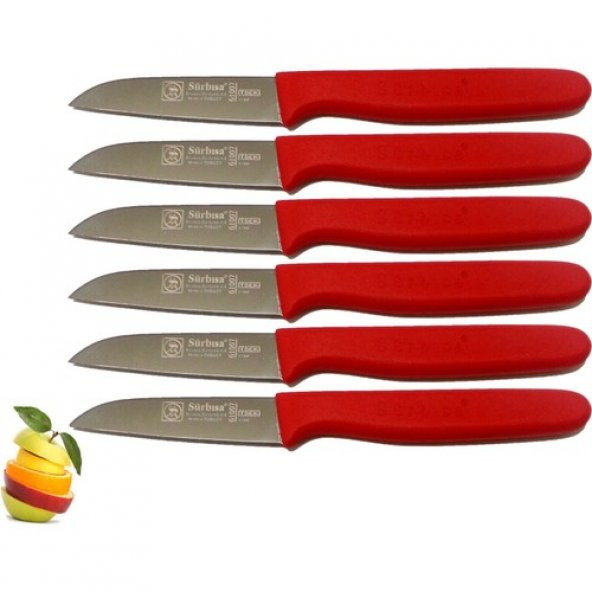Sürmene Sürbisa 061007 Meyve Bıçağı 6 Lı Set Kırmızı ürün görseli 1