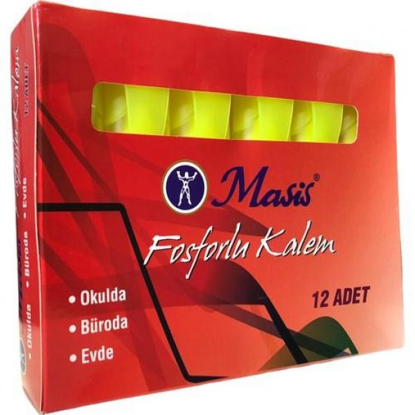 Masis Fosforlu Kalem Sarı 12 Adet ürün görseli 1