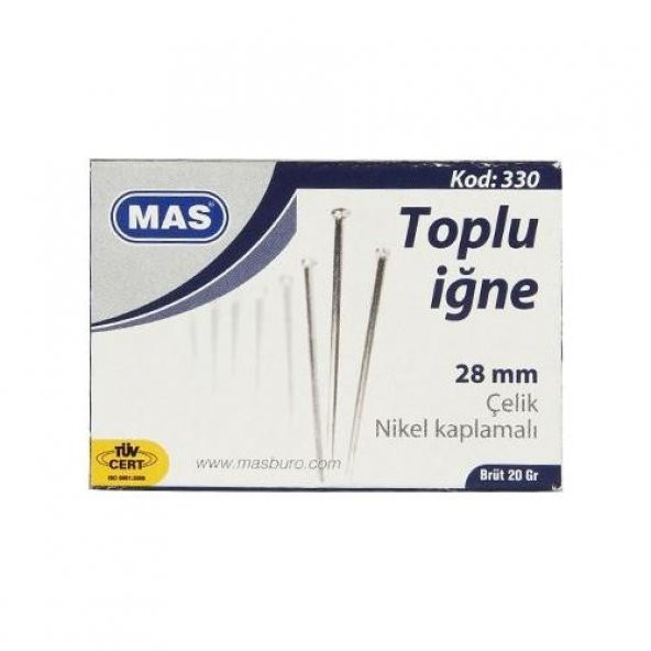 Mas 330 Toplu İğne 20 Gr. (Nikelli) 28 Mm. - Resim 2