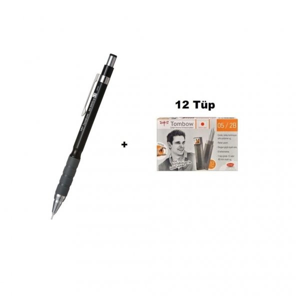Tombow Uçlu Kalem Sh-300 Grip Siyah 0.5 mm + 12 Tüp Tombow 0.5mm 2B Min ürün görseli 1